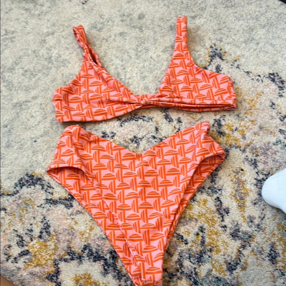 Skatie Orange Geometric Bikini